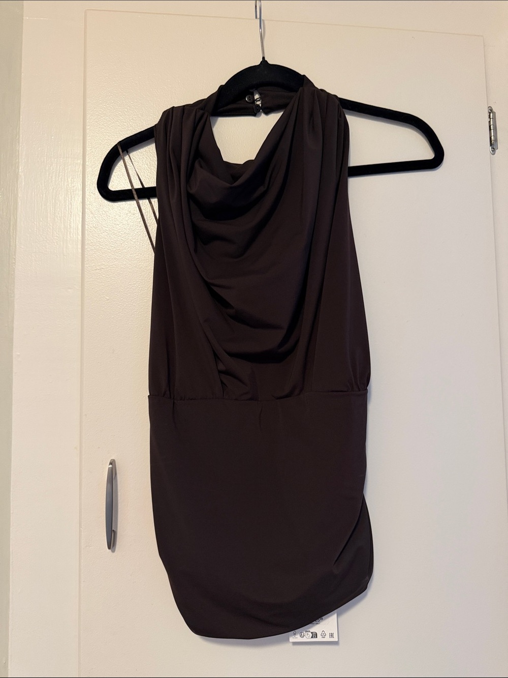 Zara Dark Brown Draped Halter Top